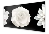 Dekoracje domu - Panel kuchenny HOMEPRINT Biały kwiat na czarnym tle 120x60 cm - miniaturka - grafika 1