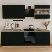 Meble kuchenne - Zestaw Mebli Kuchennych MODERN 260 cm Czarny Loftowy - miniaturka - grafika 1