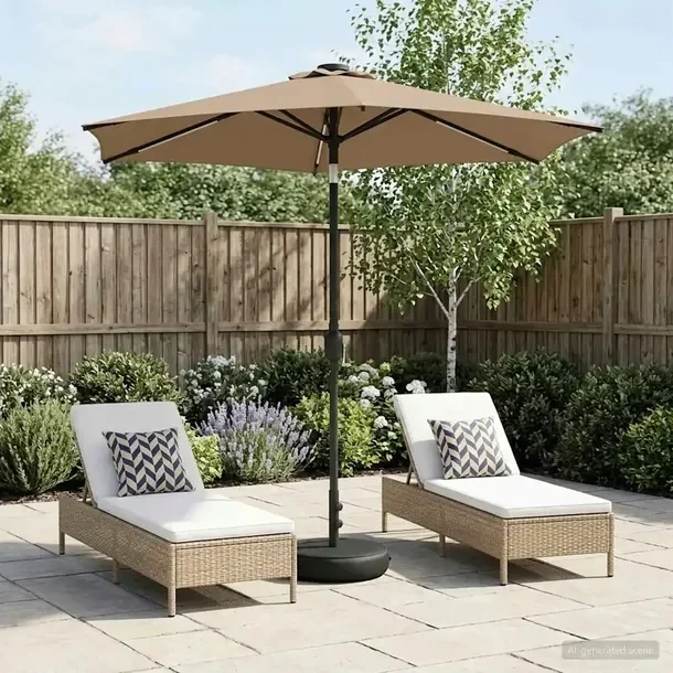 vidaXL Parasol ogrodowy z oświetleniem LED i podstawą 230 x 230 cm
