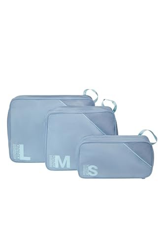American Tourister Zestaw Kostek Pakujacych 3 Sztuki - Organizer do Walizki na Wakacje, Organizer Bagazu do Walizki, Bagazu Podrecznego i Plecaka, Kamiennoniebieski/Niebieski