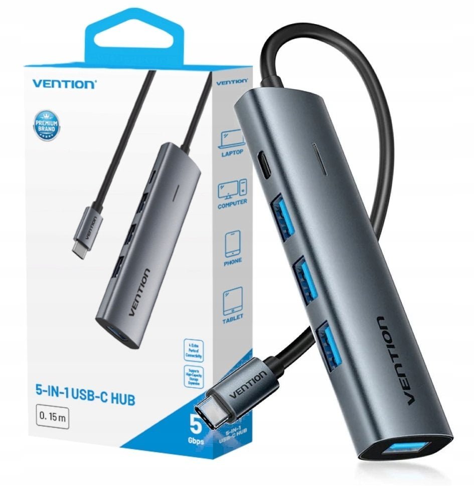 HUB USB Vention Hub 5w1 USB-C 3.0 0.15m TGZHB