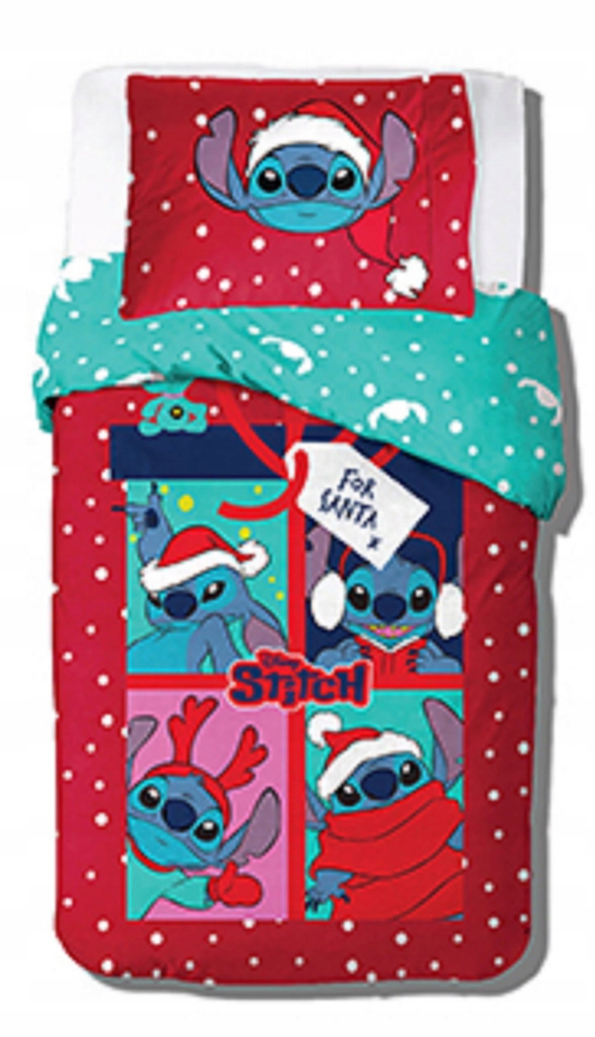 Pościel na licencji 140x200 LILO I STITCH SANTA Mikołaj