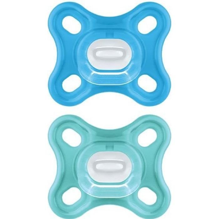 Smoczek Fizjologiczny MAM - Zestaw 2 sztuk - Miękki i Delikatny Silikon - Niebieski/Zielony