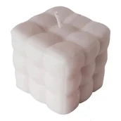 Świece - ŚWIECA SOJOWA DEKORACYJNA KOSTKA PIKOWANA WOLNOSTOJĄCA BOHO WEGE - miniaturka - grafika 1