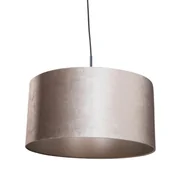 Lampy sufitowe - QAZQA Lampa wisząca czarna z aksamitnym abażurem taupe 50 cm - Combi 1 - miniaturka - grafika 1