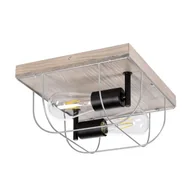 Lampy sufitowe - Britop Druciana LAMPA sufitowa NETUNO 92072257 industrialna OPRAWA drewniana retro drewno srebrna - miniaturka - grafika 1
