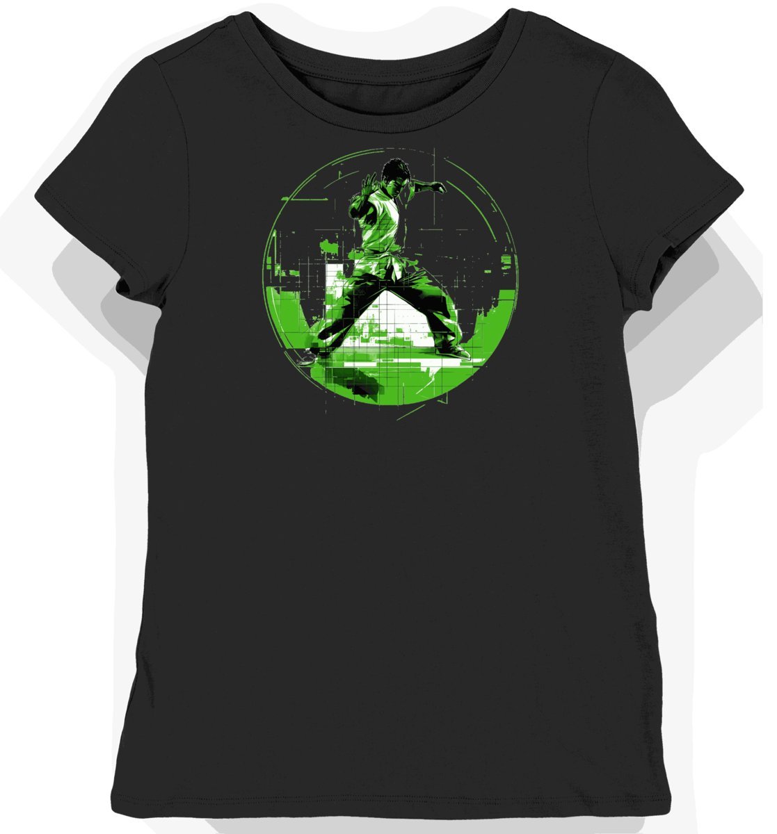 Koszulka damska czarna z nadrukiem sportowej planszy S