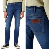 Spodnie męskie - Wrangler LARSTON SLIM TAPERED For Real ZWĘŻANE CIEMNY DżINS W34 L36 - miniaturka - grafika 1