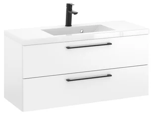 Szafka Wisząca Z Umywalką RON 100 cm - Biały Mat - Uchwyty Czarne Matowe - Szafki łazienkowe - miniaturka - grafika 1