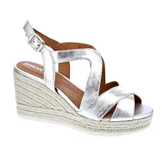 Espadryle damskie - Geox Damski D Ponza espadryle Wedge sandal, LT złoty, 38 EU, Lt Gold, 38 EU - grafika 1