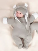 Pajacyki dla niemowląt - Niemowlęcy pajac dresowy ocieplany z luną szary Nicol r.68 - miniaturka - grafika 1