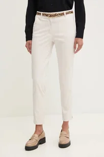 Sisley spodnie damskie kolor beżowy proste medium waist 4AI655AH6 - Spodnie damskie - miniaturka - grafika 1