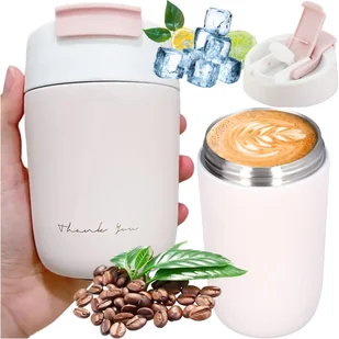 Kubek termiczny termos z ustnikiem słomką na kawę herbatę yerba mate 360ml bidon próżniowy Alogy Stalowy Różowy - Kubki termiczne - miniaturka - grafika 13
