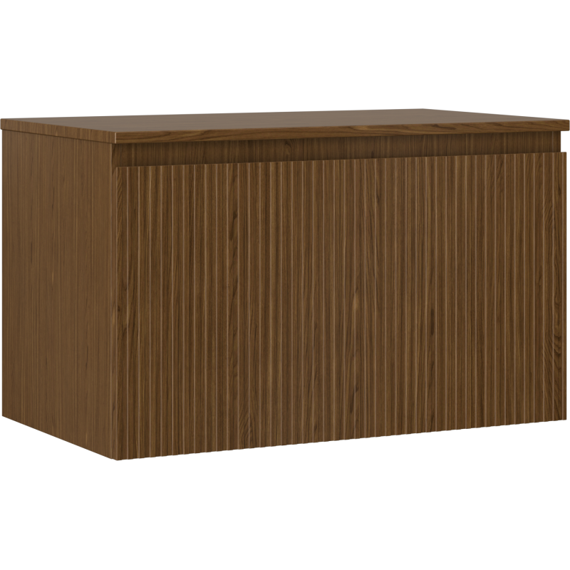 Mexen Rivel szafka łazienkowa podumywalkowa 80 cm z blatem, 1 szuflada, ryflowana , orzech - 91A20-08047-1-BFC86