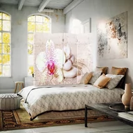 Parawany - Parawan dwustronny FEEBY, Beżowy Zen Kwiaty 145x170 - miniaturka - grafika 1