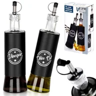 Pojemniki kuchenne - Butelki na oliwę i ocet do oliwy octu szklane czarne 300ml 2 szt VILDE 229128 - miniaturka - grafika 1