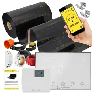 Folia grzewcza na podczerwień MISSION AIR Black Gold PTC 160W/m2 20m² szer. 50cm + regulator Gemini Biały Wi-Fi - Ogrzewanie podłogowe - miniaturka - grafika 1