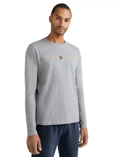 Tommy Hilfiger Koszulka Męska Z Długim Rękawem Cn Ls Tee Logo Gold Szara Um0Um01640 P4A L - Koszulki męskie - miniaturka - grafika 1