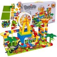 Klocki - KLOCKI KONSTRUKCYJNE tor kulkowy 255 el. Duży Zestaw PARK DINOZAURÓW XXL Kulodrom FIGURKI DINOZAURY - miniaturka - grafika 1