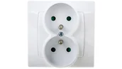 Gniazdka elektryczne - Ospel Karo (biały) - gniazdo Podwójne (+0) z przesłonami GP-2SZP/00 - miniaturka - grafika 1