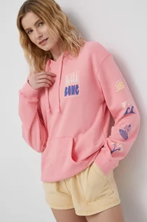 Bluzy damskie - Billabong bluza damska kolor różowy z kapturem z nadrukiem - grafika 1