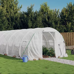 vidaXL Szklarnia ze stalową ramą, biała, 42 m², 14x3x2 m - Szklarnie ogrodowe - miniaturka - grafika 1