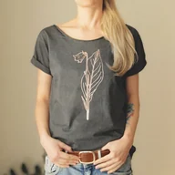 Koszule damskie - Konwalia rose gold Szara czeko Krótki Oversize - miniaturka - grafika 1