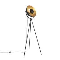 Lampy stojące - QAZQA Lampa podłogowa czarna ze złotym trójnóg 42cm - Magnax - miniaturka - grafika 1