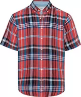 Koszule męskie - BRAX Męska koszula z krótkim rękawem Dan C Pure Linen w kratkę z krótkim rękawem lniana koszula, arbuz, XXL, Watermelon, XXL - miniaturka - grafika 1