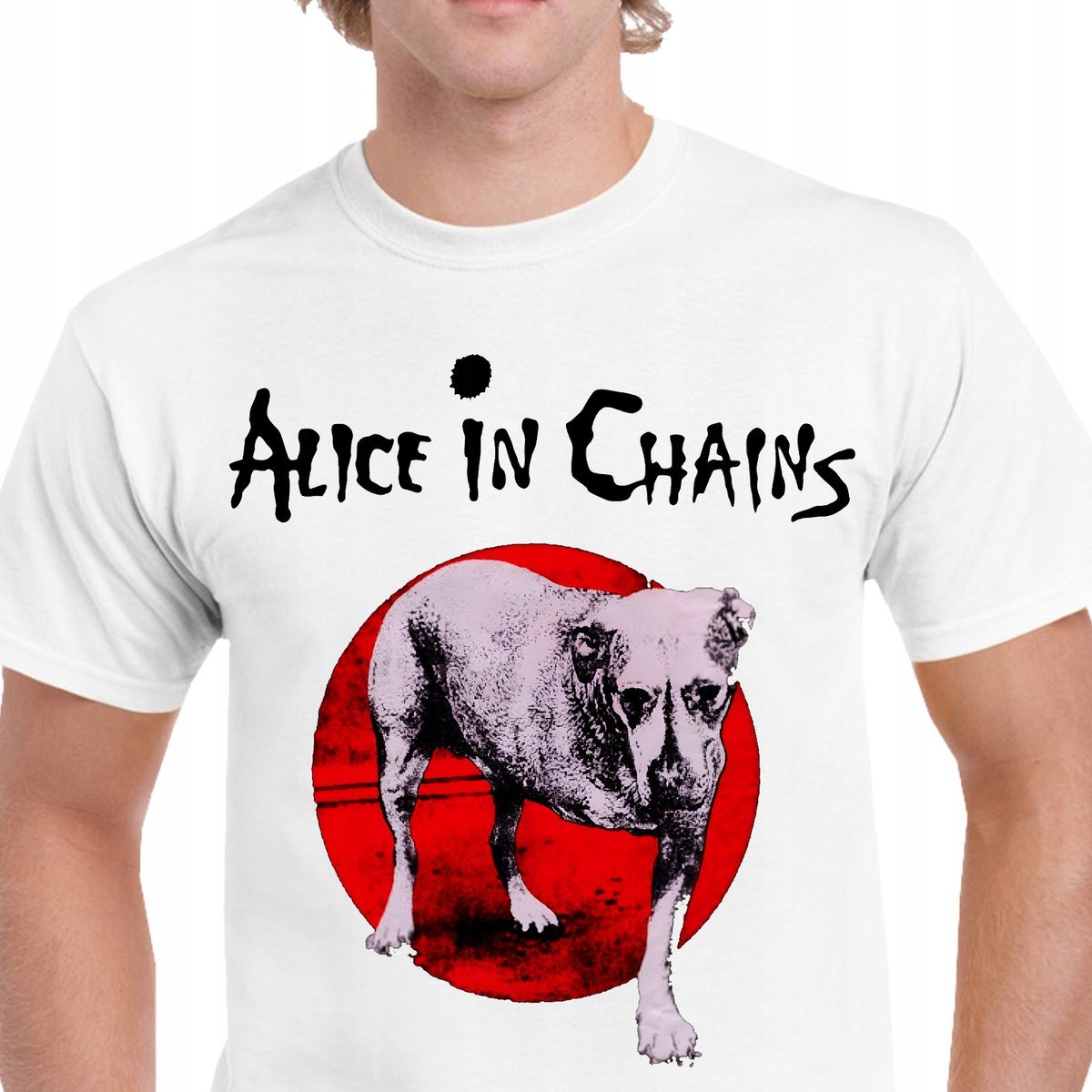 P344 KOSZULKA MĘSKA BAWEŁNA Alice in Chase Dog Muzyka Album Jakość XL