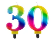 Urodziny dla dorosłych - ZESTAW ŚWIECZEK 30 TĘCZOWE 2szt - miniaturka - grafika 1