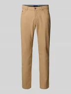 Spodnie męskie - Spodnie materiałowe o kroju slim fit z dodatkiem bawełny ekologicznej i 5 kieszeniami - miniaturka - grafika 1