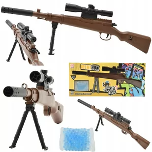 ZABAWKI DZIECI TŁUMIK MINI KARABIN NA KULKI ŻELOWE TJ-012 MINI98K opakowanie żółte - Zabawki militarne - miniaturka - grafika 1