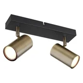 Lampy sufitowe - Globo Robby 57911-2M listwa plafon lampa sufitowa spot 2x35W GU10 mosiądz/czarny - miniaturka - grafika 1