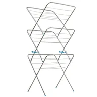 Suszarki na ubrania - Stalowa, składana suszarka stojąca na pranie, srebrna 58 cm - miniaturka - grafika 1