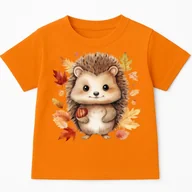 Koszulki dla dziewczynek - Pomarańczowa koszulka z Jeżem na Dzień Jeża - wzór jeż14 - miniaturka - grafika 1