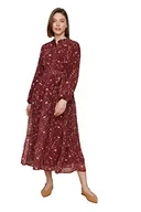 Sukienki - Trendyol Damska sukienka z kwiatowym wzorem, szczegółowa obszyta szyfonowa sukienka tkacka, Czerwony, 68 - miniaturka - grafika 1