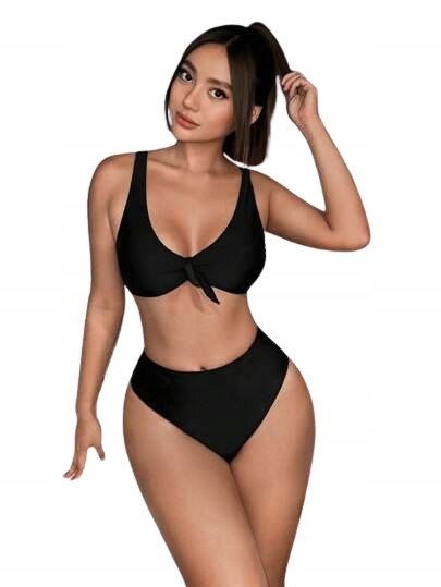 SHEIN DAMSKI STRÓJ KĄPIELPOWY CZARNY DWUCZĘŚCIOWY L Ł9I
