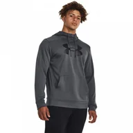 Bluzy sportowe męskie - Męska bluza treningowa nierozpinana z kapturem Under Armour UA Armour Fleece Big Logo HD - szara - UNDER ARMOUR - miniaturka - grafika 1
