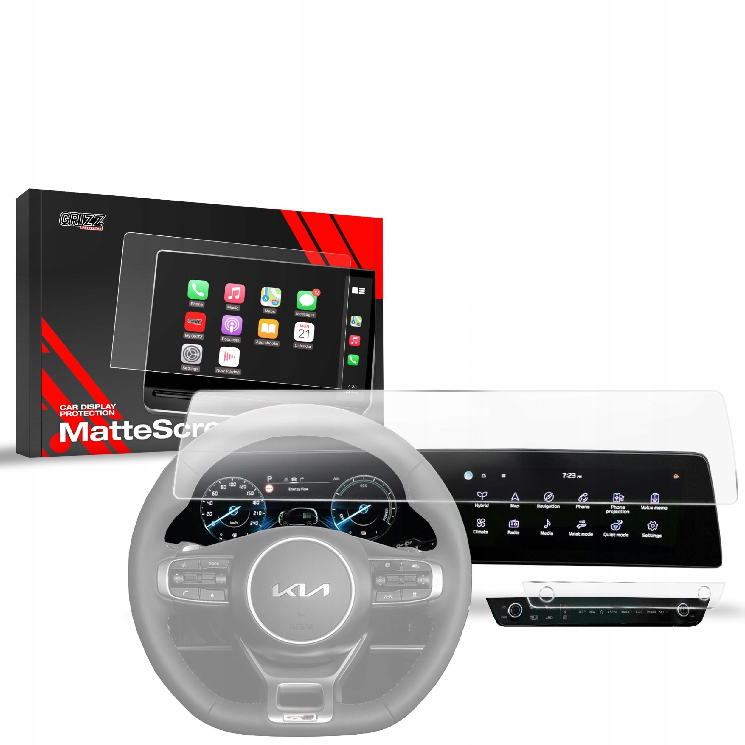 GrizzGlass Folia matowa CarDisplay Protection do Kia Sportage 5 Business Line 2021-2025 [2w1]