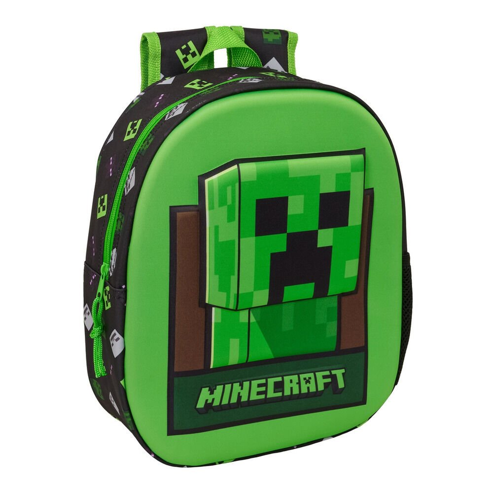 Safta Minecraft 3D 8,64 l Plecak zielony dla dzieci Zielony Rozmiar uniwersalny