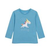 Bluzki dla niemowląt - Bluzka z długim rękawem dla dziecka do 2 lat, z jednorożcem, niebieska - miniaturka - grafika 1