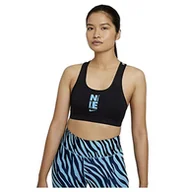 Biustonosze - Nike Damski biustonosz W Nk Swsh Icnclsh Hbr Bra Sp21 Sports Bra czarny/(niebieski chlor) XS - miniaturka - grafika 1