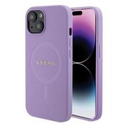 Etui i futerały do telefonów - Guess GUHMP15SPSAHMCU iPhone 15 6.1" fioletowy/purple hardcase Saffiano MagSafe - miniaturka - grafika 1