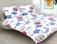 Pościel - Matex Pościel satynowa 220x200 kwiaty polne biała niebieska fioletowa 11A Premium - miniaturka - grafika 1