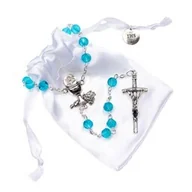 Pamiątka Pierwszej Komunii Świętej - Różaniec do Pierwszej Komunii szklany, zapinany - miniaturka - grafika 1