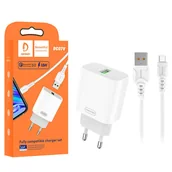Ładowarki do telefonów - ŁADOWARKA SIECIOWA 3,6A 18W BIAŁA DENMEN + KABEL TYP-C 3600mA FAST CHARGING DC07T - miniaturka - grafika 1