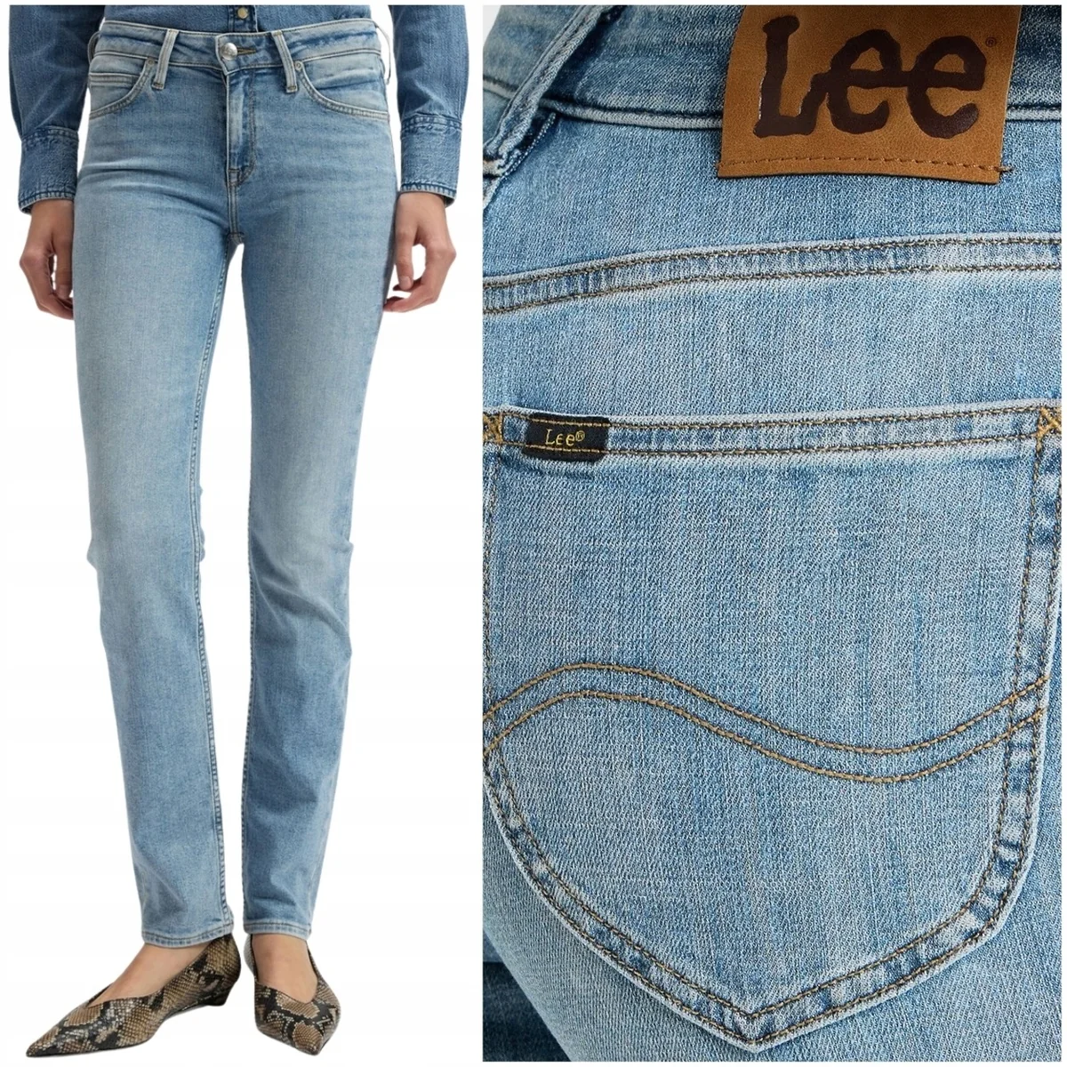 Lee Elly slim Approach dopasowane proste damskie spodnie jeansowe W32 L33