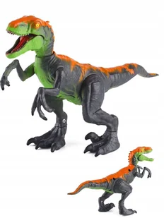 FIGURKA DINOZAURA VELOCIRAPTOR Z RUCHOMYMI KOŃCZYNAM Z DŹWIĘKIEM ŚWIATŁEM - Figurki dla dzieci - miniaturka - grafika 1