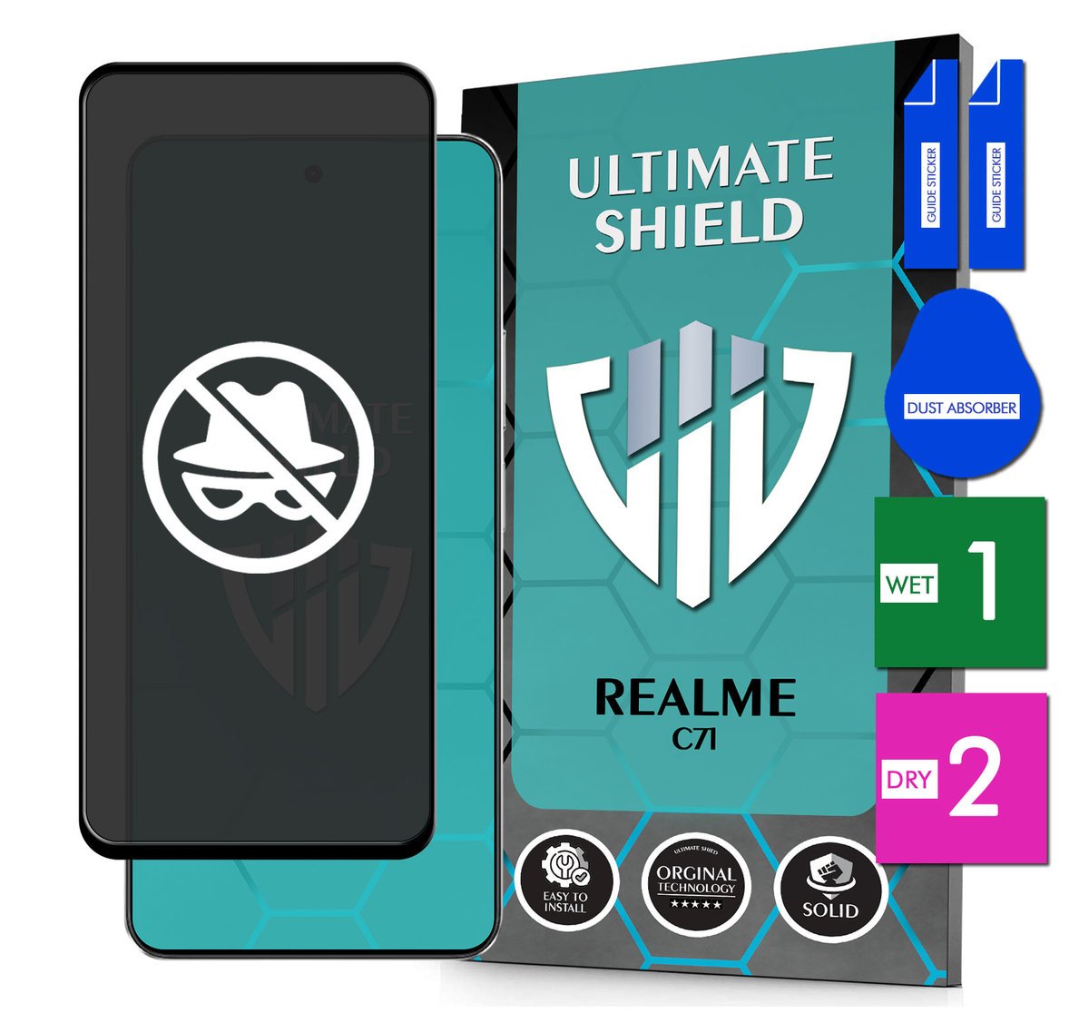 SZKŁO PRYWATYZUJĄCE DO REALME C71 ANTYSZPIEGOWSKIE HARTOWANE 9H 5D